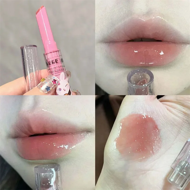 Pink Rabbit Solid Lip Gloss Love Shape Jelly Lipstick Langanhaltender, feuchtigkeitsspendender, spiegelnder Lippenbalsam, wasserfester Lippenpflege-Make-up – Detail 15