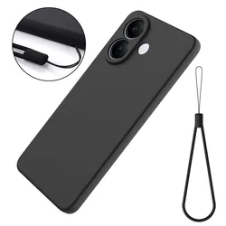ELVEV All - Inclusive Skin - Friendly Liquid Silicone Phone Case with Lanyard for Vivo V60 Lite (Black)