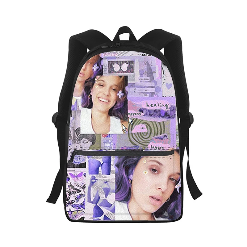 Millie Bobby Brown Men Women Backpack 3D Print Fashion Student School Bag Laptop Backpack Kids Travel Shoulder Bag