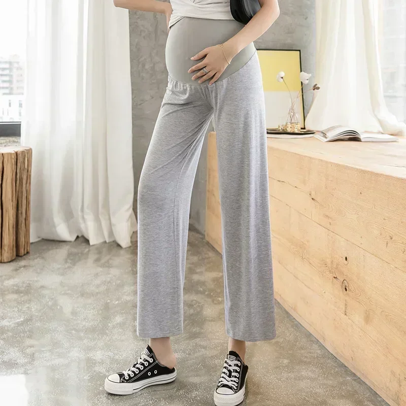 Spring Thin Fashionable Outwear Loose Casual Straight Trousers Maternity Clothes Pregnant Women's Pants 3