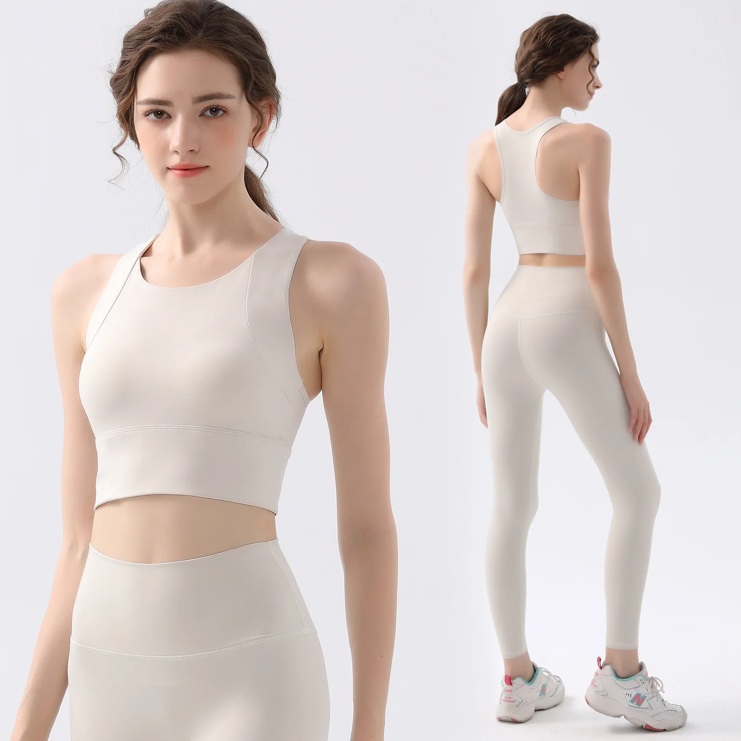 Yoga clothes fashion thin vest high-intensity exercise and fitness suit with beautiful back outside booty women set high waist shorts yoga pants with ems muscle stimulator buttock ultimate ems stimulator 8 modes 19 intensity levels