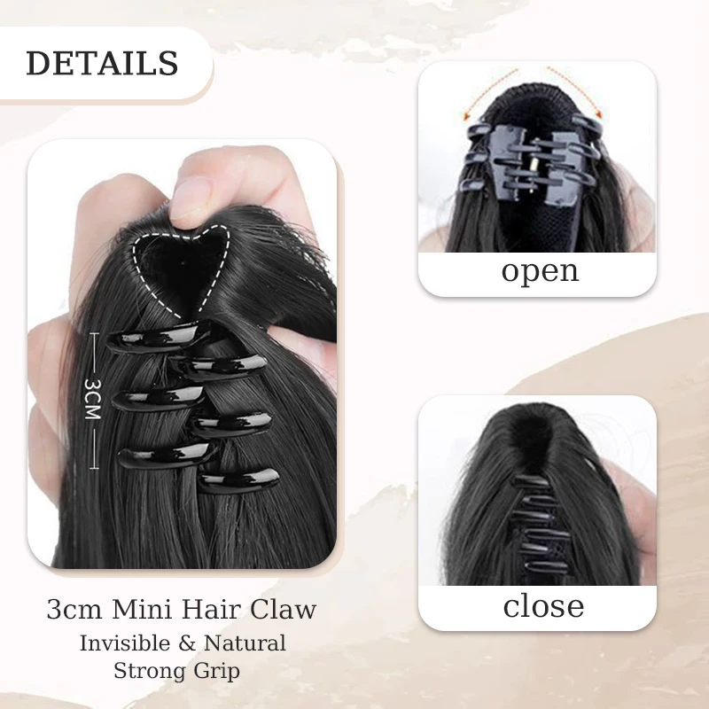 18inch Wavy Hair Ponytail Wig Hair Extensions Synthetic Gradient Water Wave Ponytail Claw Clip Ponytail Hairpiece for Women Wear