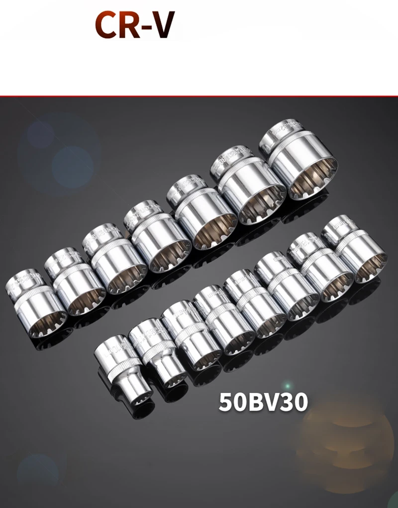 18pcs/set Short 3/8" Square drive 12 point PT metric Torx Socket Ratchet wrench adapter 12 Angles Plum Blossom Sleeve 6mm-24mm 4