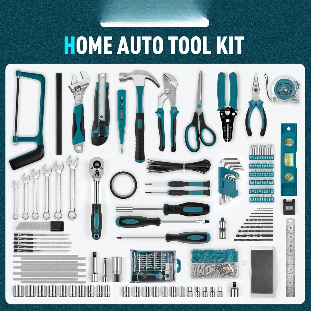 379-PCs Home Tool Kit - Protable Complete Household and Auto Repair Tool Set - Hand General Basic Tool Box Storage Case 2