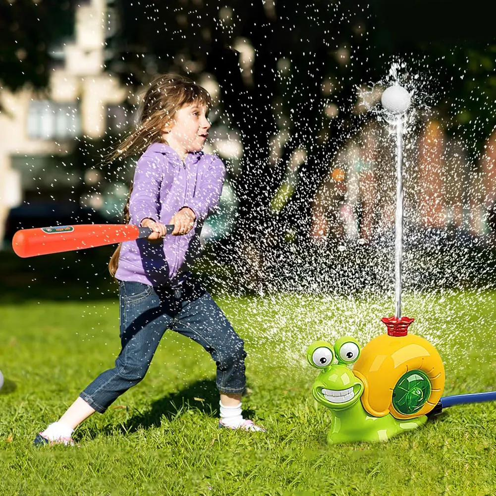 Cartoon Snail Water Sprinkler Baseball Toy Summer Water Game Sprinkler for Boys Girls Summer Backyard Lawn Pool Party Fun