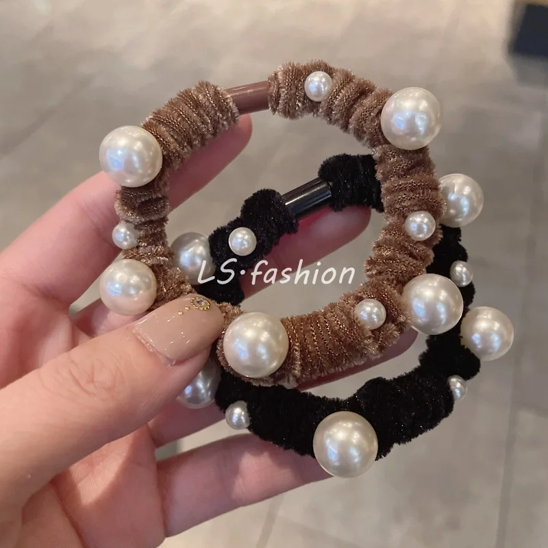 

Pearl Super Elastic Velvet Hair Tie Rubber Band To Tie The Hair Elastic Ponytail Holder Rubber Bands Hair Ties Hair Accessories