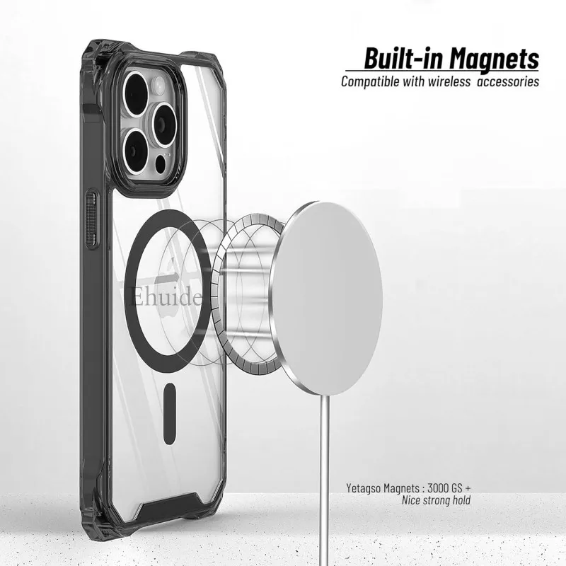 Shockproof Magnetic Crossbody Lanyard Transparent Case