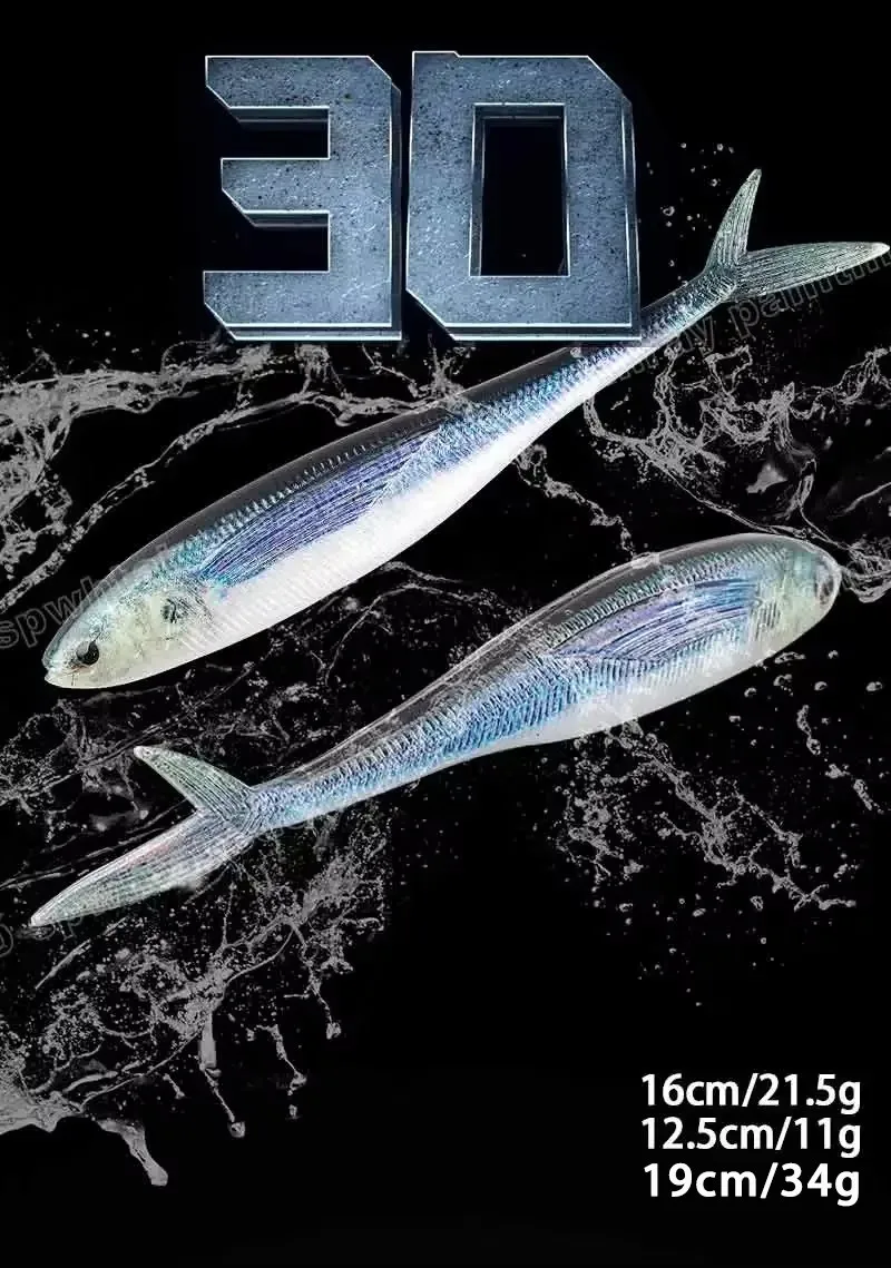 TAKEDO 3D Lebende Fische Malerei Köder 12,5 cm 11g 16 cm 21,5g Leuchtende Weiche Angeln Köder Schere schwanz Fisch Für Thunfisch Bass Meer Angeln – Detail 1