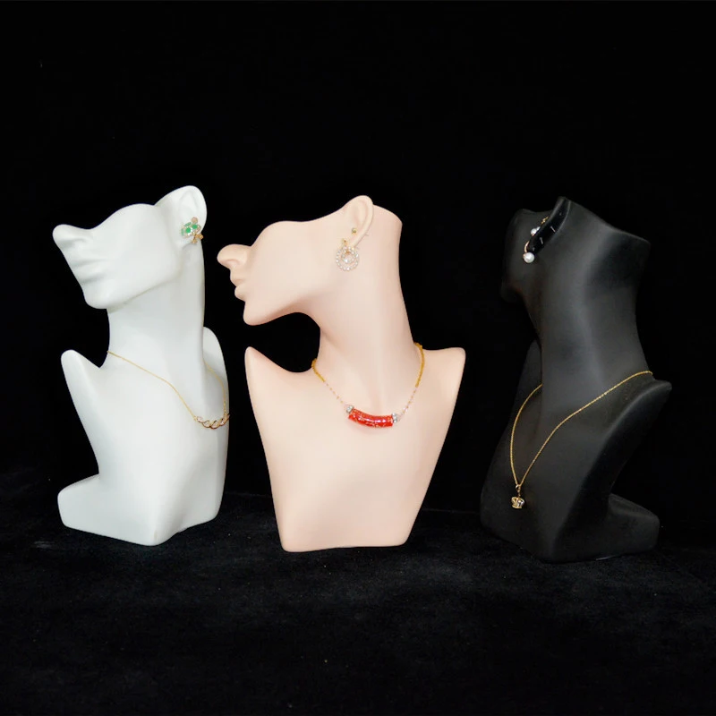 White Half Face Mannequin Head Jewelry Display Stand Earring