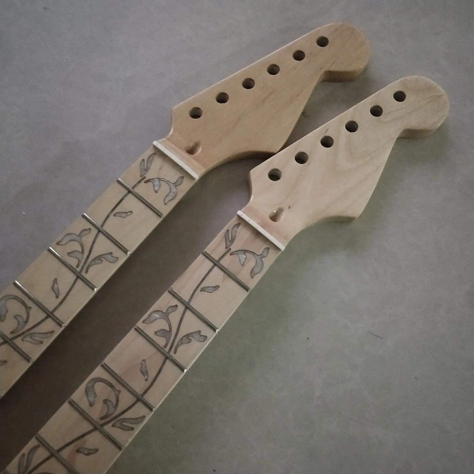 Gloss 2pcs Maple Guitar Neck 22Fret 25.5" Maple Fretboard vine inlay