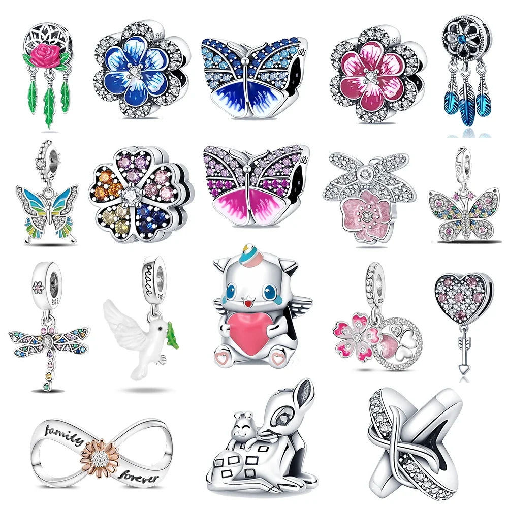 

Butterfly Animal Beads Fit Pandora 925 Original Bracelet Charms Silver 925 Necklace Pendientes Mujer for Women Jewelry Making
