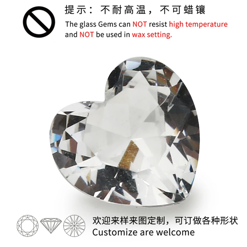 Größe 3x3~12x12mm Herzform Lose Glasstein Synthetische Edelsteine Rose Rot Meer Blau Grün Weiß Schwarz Granat – Detail 1