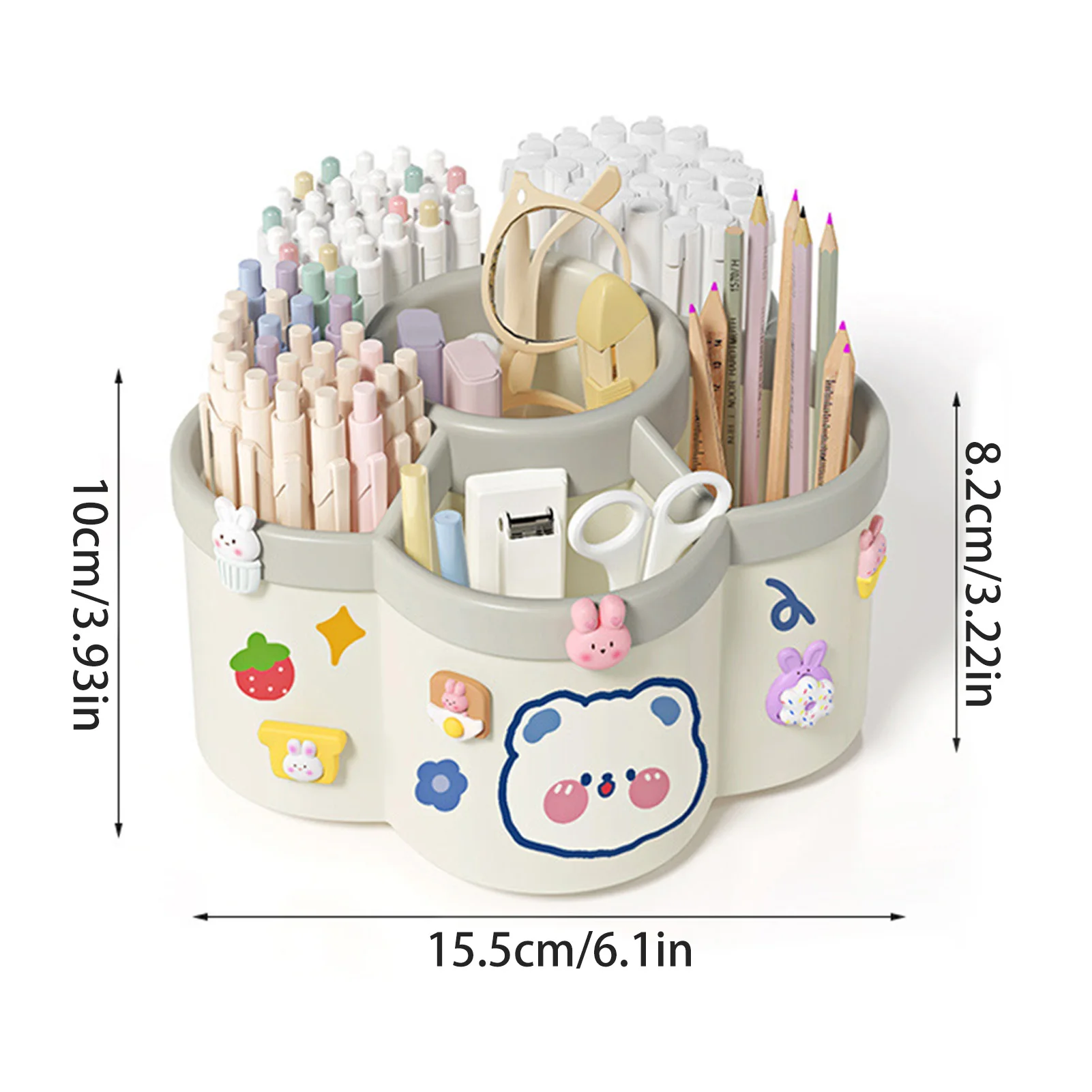 Desk Organizer Rotating Compartments Large Capacity Pen And Pencil Holder Multi-Functional Office Box Stationery Supplies