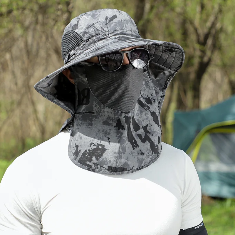 60-65cm Cap Unisex Bărbați Femei Pescar Bărbați Gras Număr mare Protector pentru gât Umbrire față Protecție solară Căciulă de călătorie pentru agrement_voghion.com