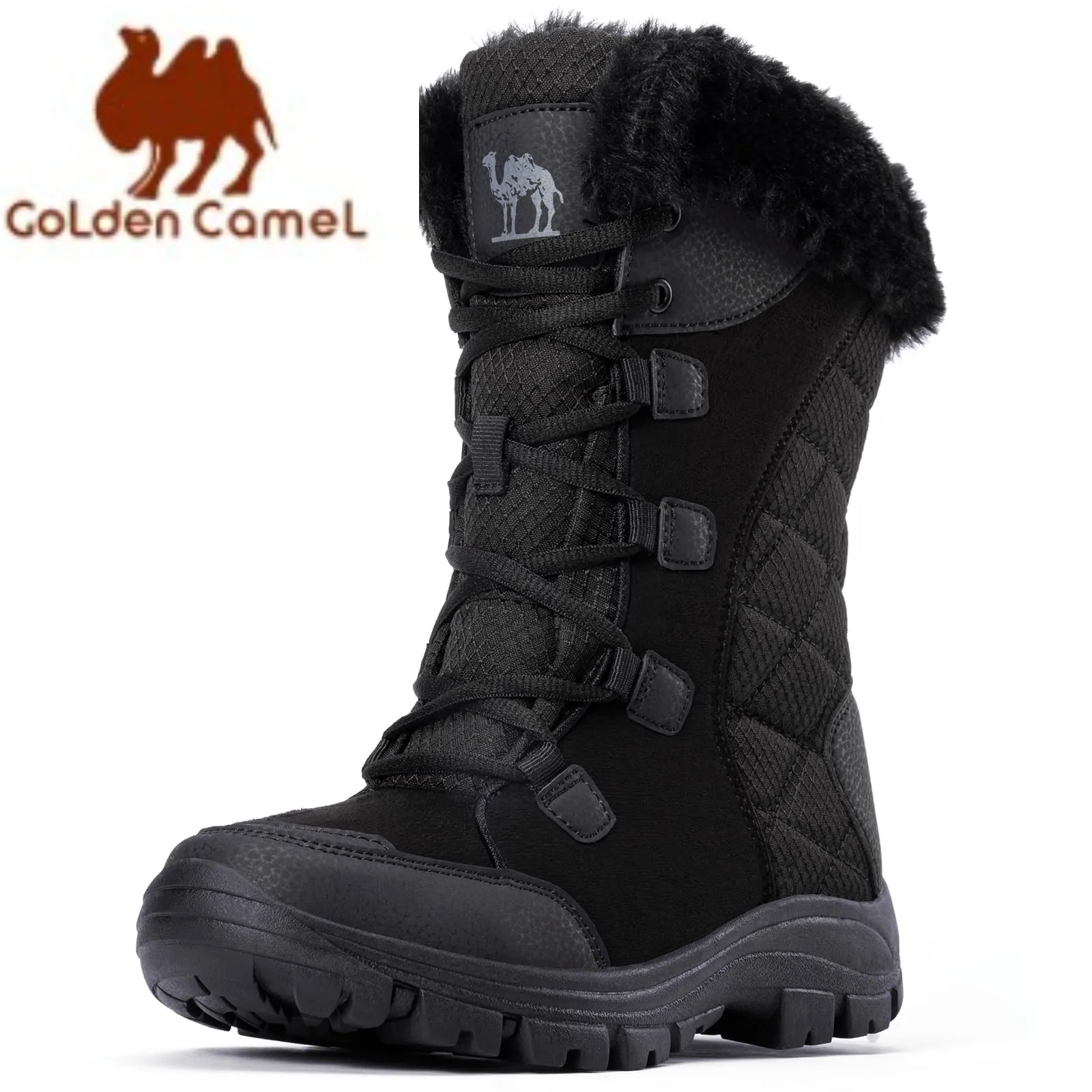 

GOLDEN CAMEL Hiking Shoes Waterproof Women's Snow Boots Warm Fur Lined Mid-Calf Winter Ladies Shoes for Women Non-Slip Booties