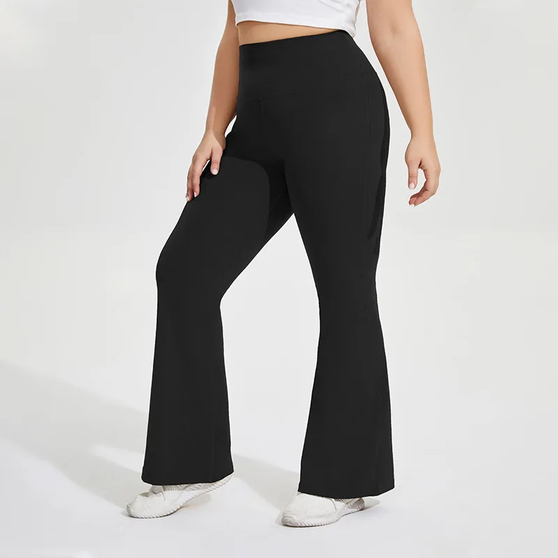 Women Large Size Yoga Flare Pants Nude Feel High Stretch Hip Lift Fitness Pants Plus Size Casual Yoga Pants KK192