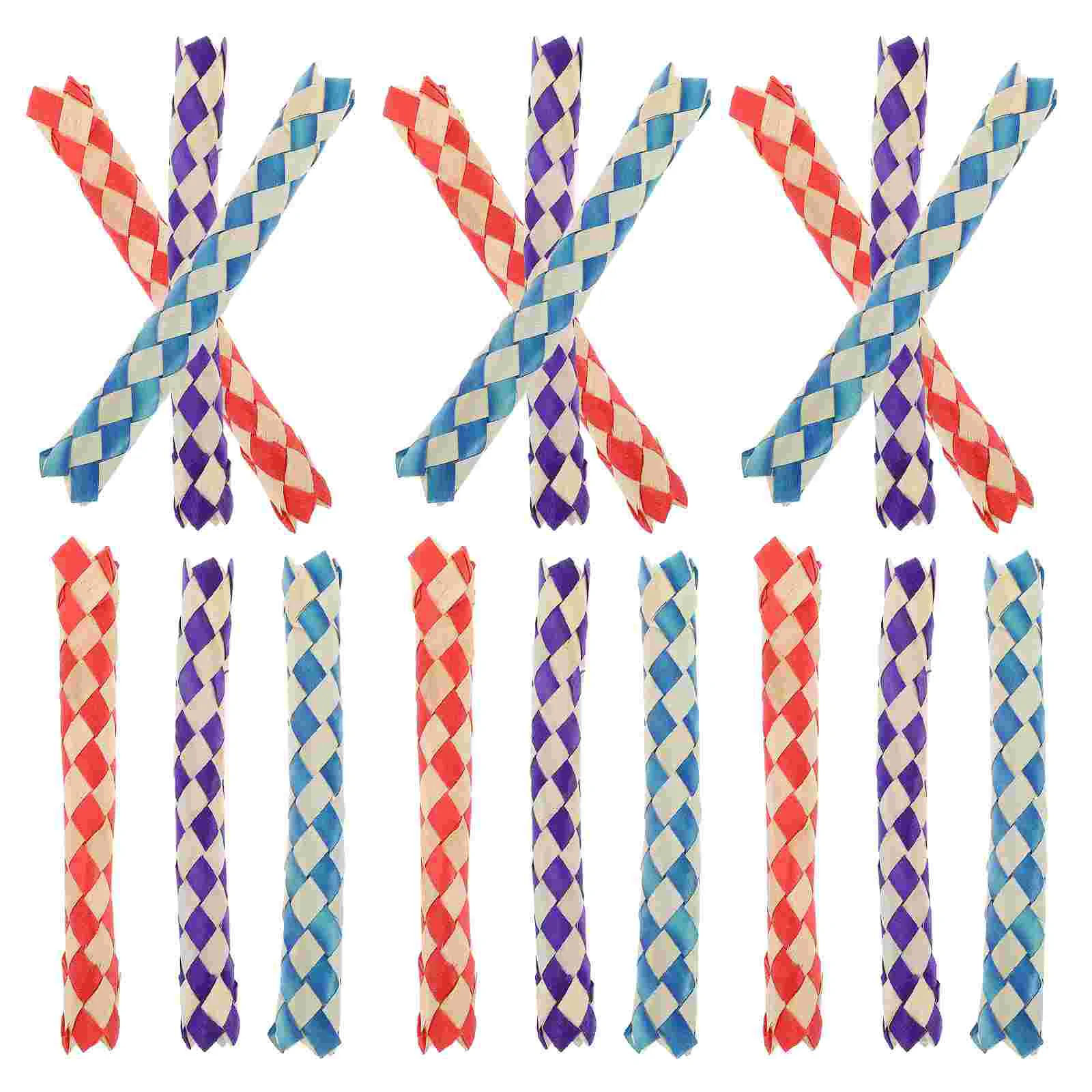 24 Pz Uccelli Pappagallo Rosicchiare Tubo Intrecciato Giocattolo Festa Di Compleanno Favore Pinata Filler Finger Trap (24 Pack) Regali Bambù