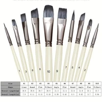 10 Pack Paint Brushes Set for Art Acrylic Gouache Oil Watercolor Artist Canvas Synthetic Nylon Tips 2