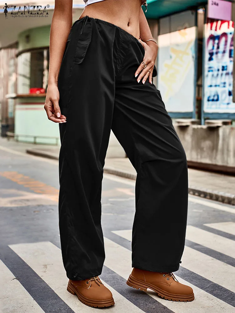 

Брюки-карго ZANZEA женские, повседневные свободные Модные осенние брюки с карманами, уличные штаны, 2023