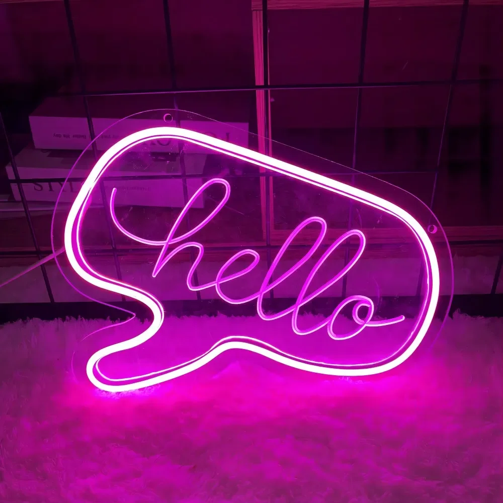 

12 Colors Hello Neon Engrave Sign Customizable Led Luminous Letters For Halloween Decoration Gaming Room Neon Light Wall Decor