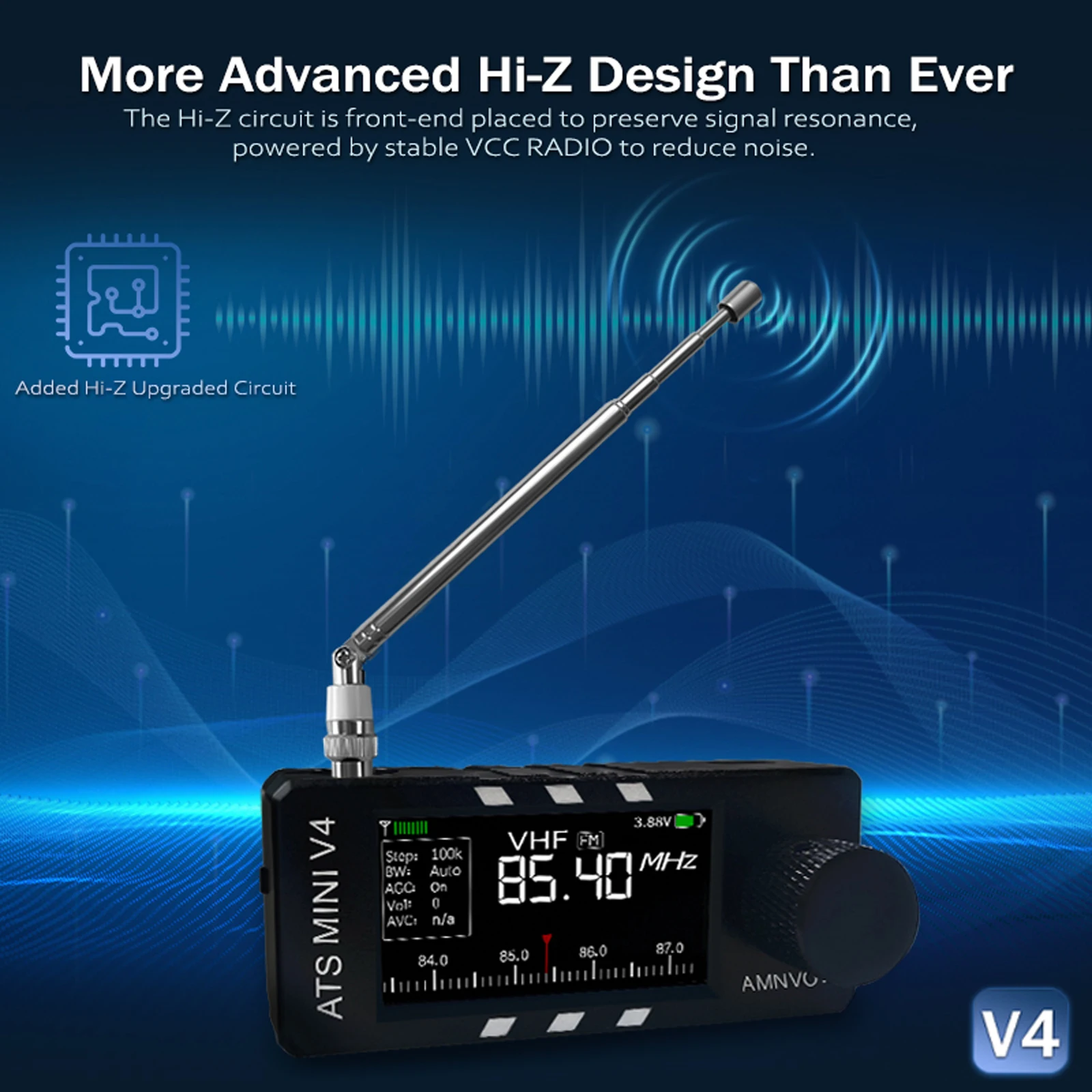 AMNVOLT V4 ATS MINI SI4732 라디오 모든 밴드 DSP 라디오 FM AM SSB LSB USB 수신기 V3S 라디오 (하이-Z 헤드폰 앰프 회로 포함)