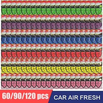 1/60/90PCS Car Air Freshener Natural ScentedTea Paper Auto Hanging Vanilla Perfume Fragrance Leaf Shape Car Accessories Indoor 1