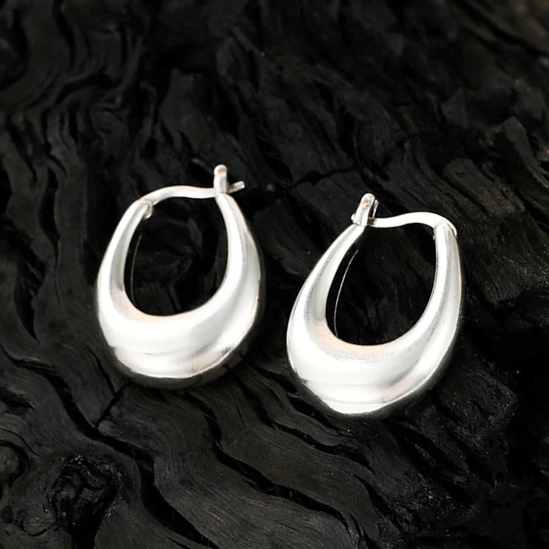 

Glossy Crescent-shaped Hoop Earrings for Women Design Party Jewelry Accessories Stamp 925 Sterling Silver Earrings