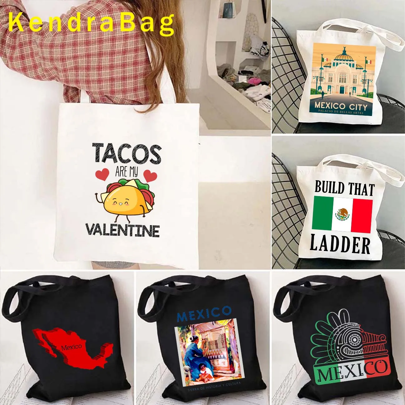 

Cancun Mexico City Albuquerque Chichen Itza La Adelita Mexican Teotihuacan Ancient Watercolor Shopper Canvas Totes Bags Handbags