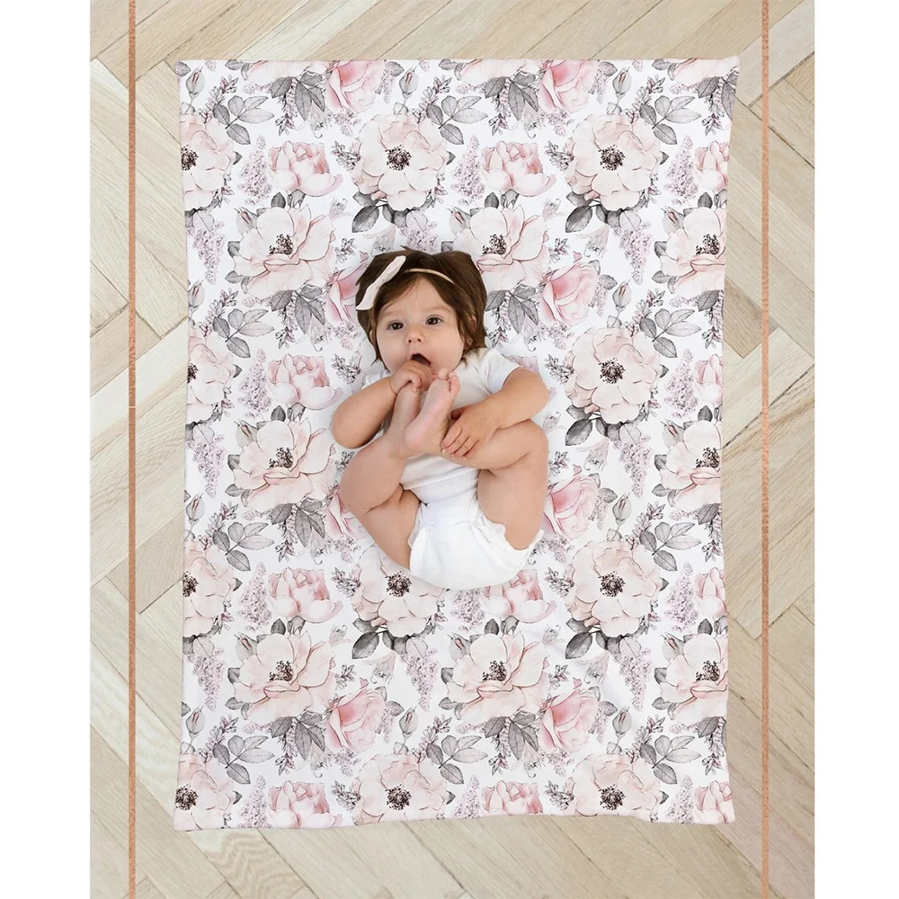Ylsteed 3 Piece Set Floral Newborn Wrap for Photo Shooting Swaddle Wrap with Hat And Bow Headband Infant Photography Props 2