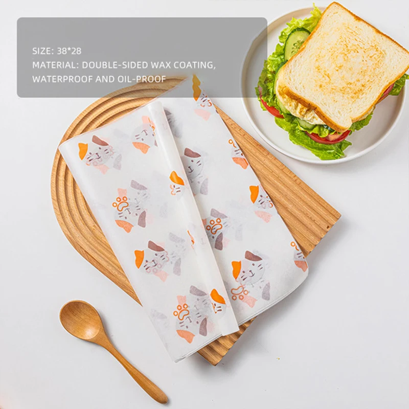 50 Pcs Of Oil Proof Wax Paper Food Grade Sandwich Wrapping Coated Paper  Burger Candy Wrapping Greaseproof Wax Paper Baking Tools - AliExpress