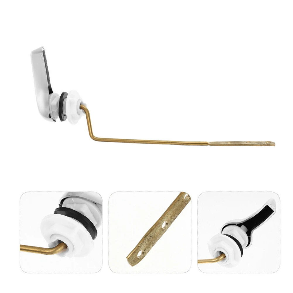 Universal Toilet Tank Flush Lever Chrome Finish Handle Fitting Assembly Replacement Tools Tank Accessory Bathroom Tools Toilet Tank Flush Lever