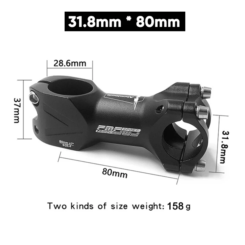 31.8/25.4mm Bike Stem 38/60/80/90mm Lightweight Aluminium