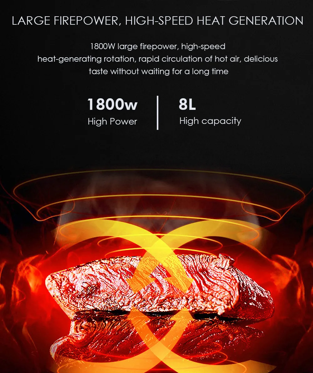 Raf Air Fryer 8 Liter Multi-Functional Intelligent 1700W Automatic Fryer