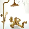 Bath Shower Set Antique Brass Shower System Bathroom Faucet Set Rainfall with Spray Head Europe Bronze Shower Mixer Tap 3
