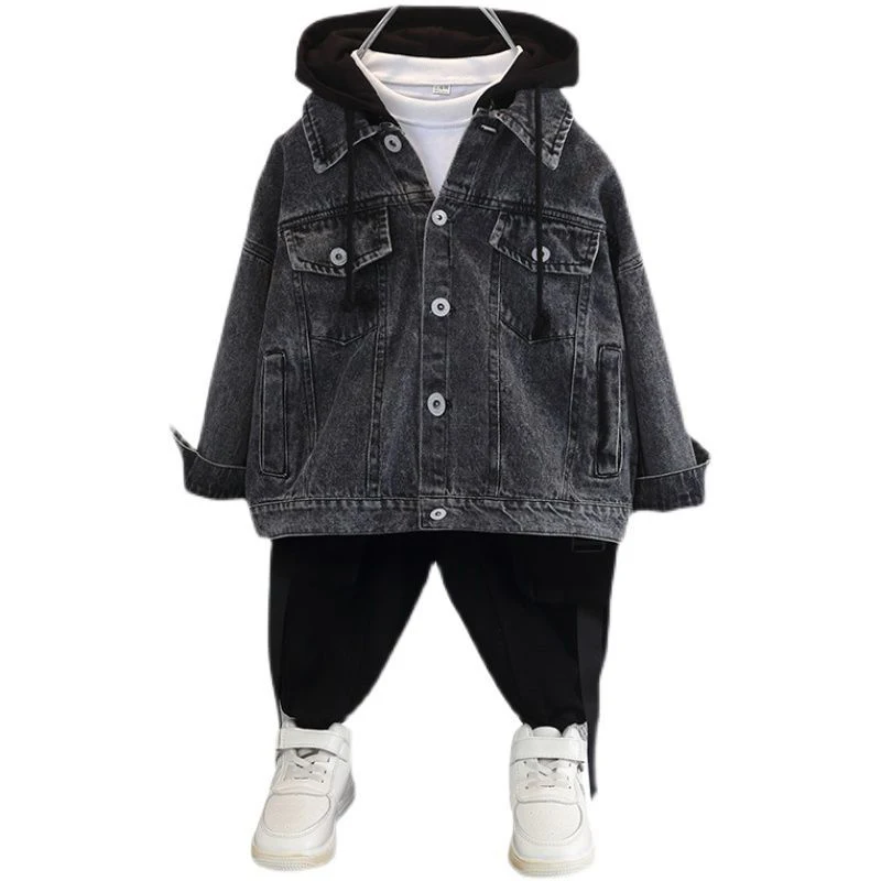 Boys Denim Jacket Spring And Autumn New Children's Jacket New Fashion Casual Boy Loose Hooded Wear-resistant Denim Top