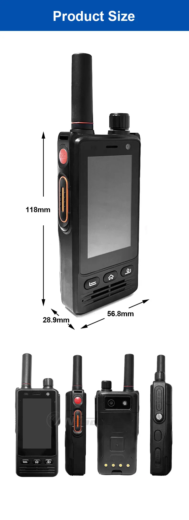 W63 IP68 Waterproof 4G Network Radio Android 9.0 NFC GPS POC Walkie Talkie Work
