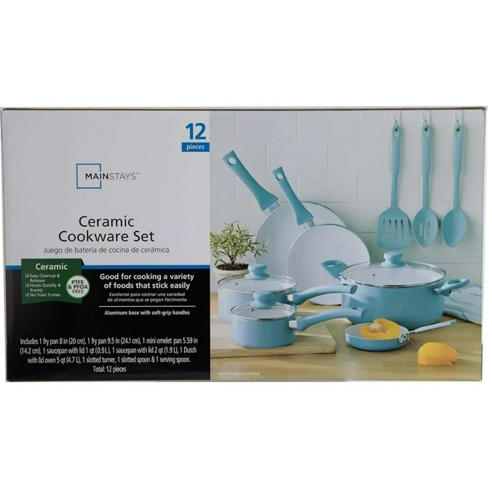 12-Pieces Porcelain Enamel Classic Ceramic Cookware Set, Ombre