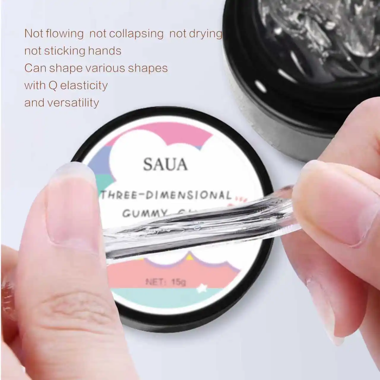 Solid Nail Glue Gel for 3D Sculpture and Art Design, Non-Stick Extension Formula (15g)