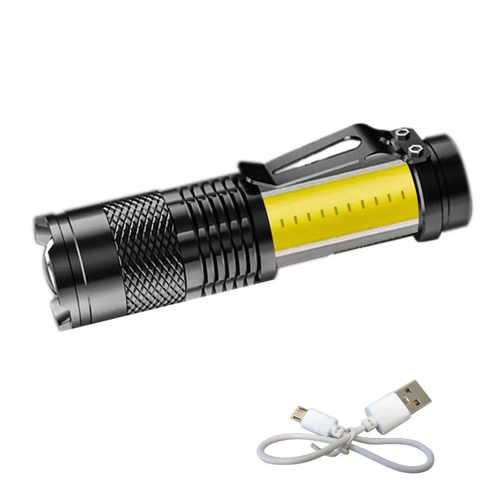 

Portable Rechargeable Zoom LED Flashlight XPE Q5 COB Flash Light Torch Lantern 3 Lighting Modes Camping Light Mini Led Flashlamp