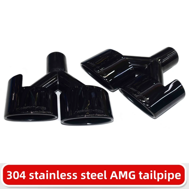 Exhaust Pipe Tip Suitable For Mercedes-Benz C-class E-class S-class W204W211W212W221 Exhaust Pipe Modification AMG Quad Tailpipe Black Exhaus