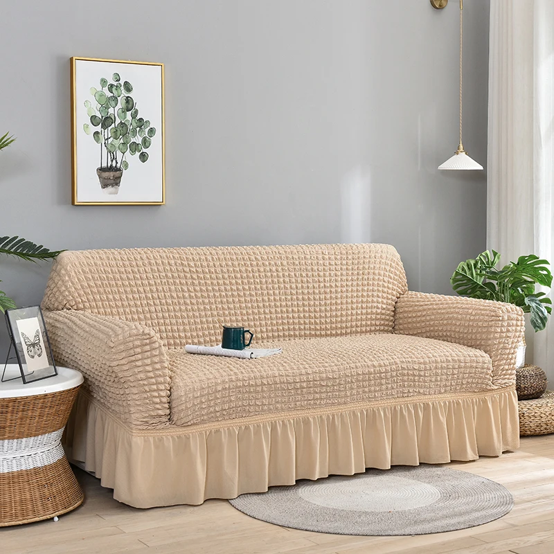 WanJing Funda elástica para sofá en forma de L, para sofá, 4 plazas, color  beige