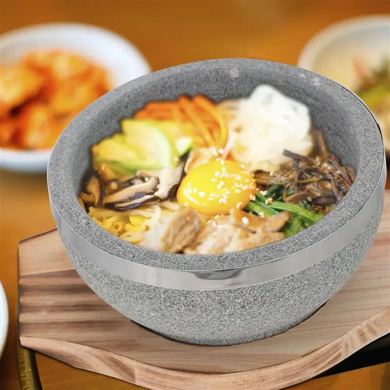 

Donabe Pot Ramen Noddle Bowl Korean Ceramic Casserole Rice and StewDolsot Bibimbap BowlBowl with Wood Base Hot Pot Stone Bowl