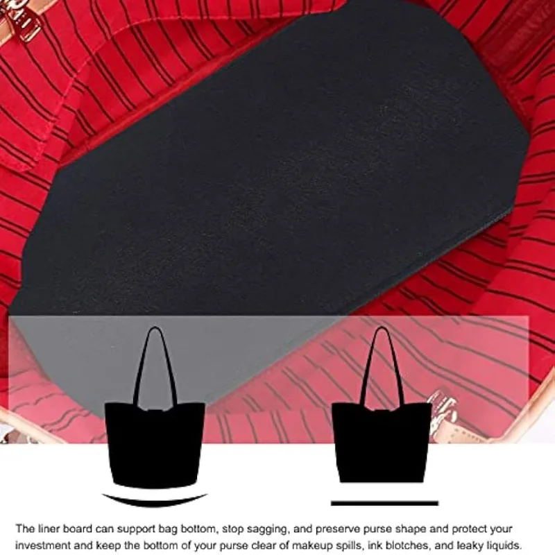 Black Felt Base Shaper, 2pcs 12x5" Bag Bottom Shaper Pad Arc Corner Bag Liner Board Insert for Tote Leather Purse Handbag