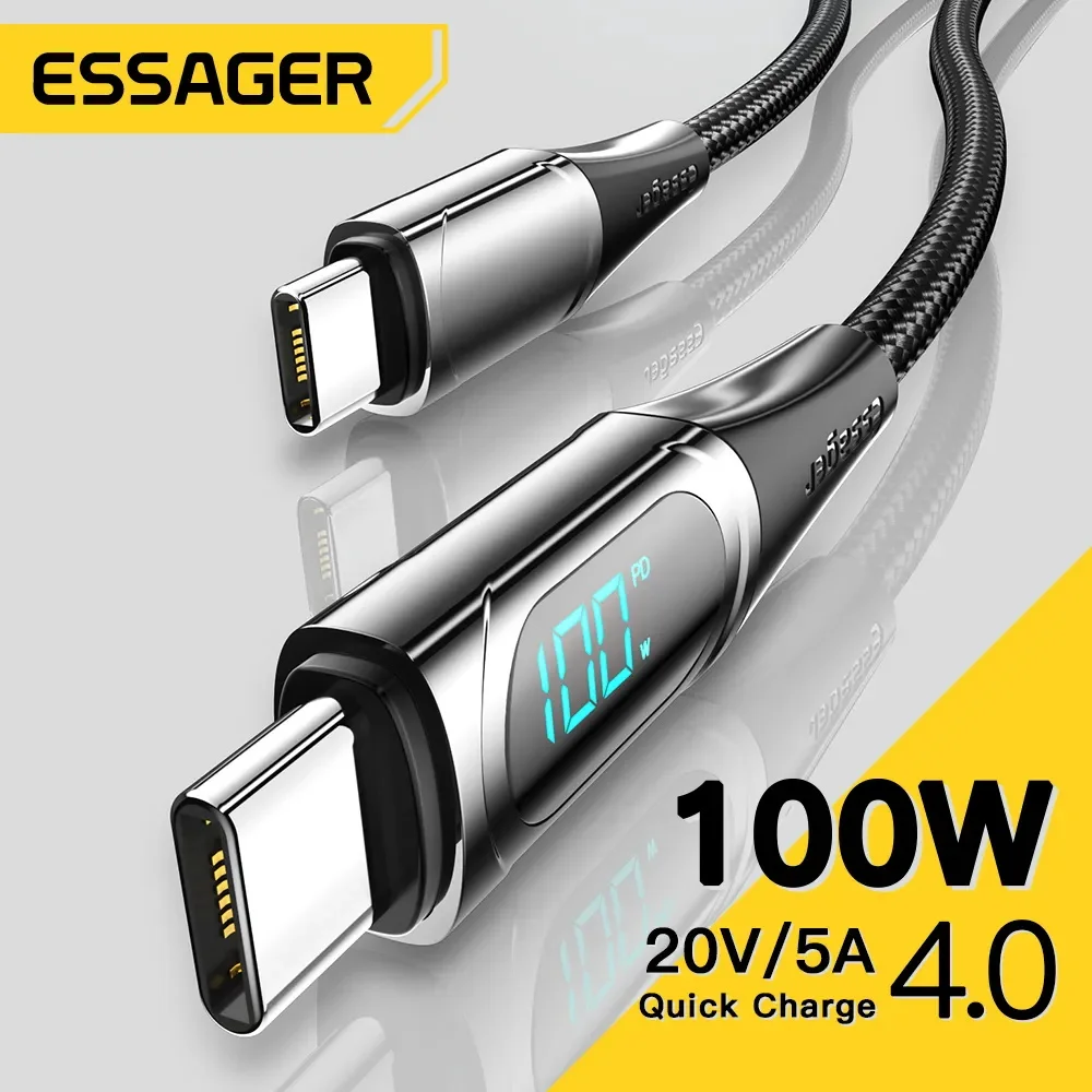 Essager PD 100W USB C ZU USB Typ C Schnur Kabel Schnelle Ladegerät Für Xiaomi Poco3 Samsung Huawei MacBook iPad Draht Für Telefon Lade