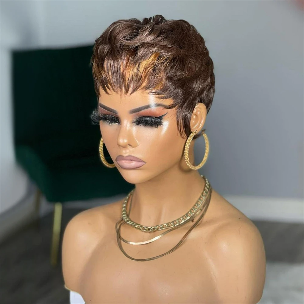 Human Hair Wig Short Straight Human Hair Wigs Pixie Cut Short Bob Wigs For Women Full Machine Made Brazilian human hair wigs