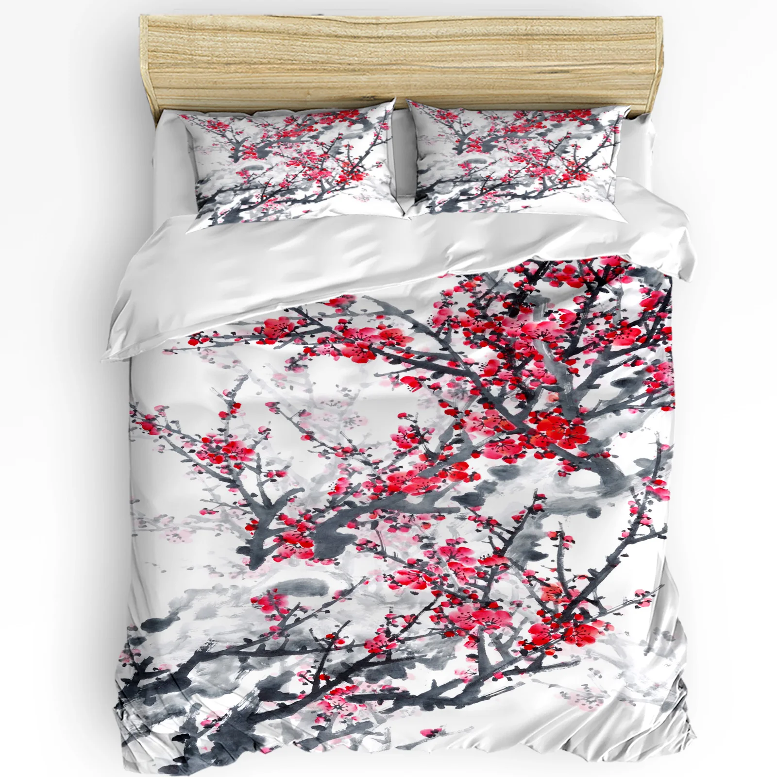 

Ink Plum Blossom Flower Plant Duvet Cover 3pcs Bedding Set Home Textile Quilt Cover Pillowcases Bedroom Bedding Set No Sheet