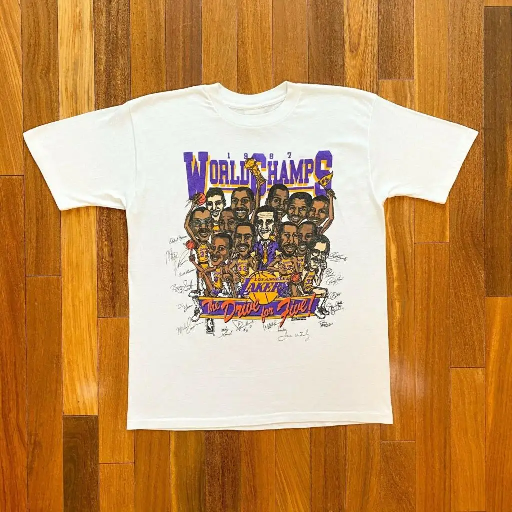 Vintage LA Lakers 1987 World Champ T Shirt NBA Caricature T 