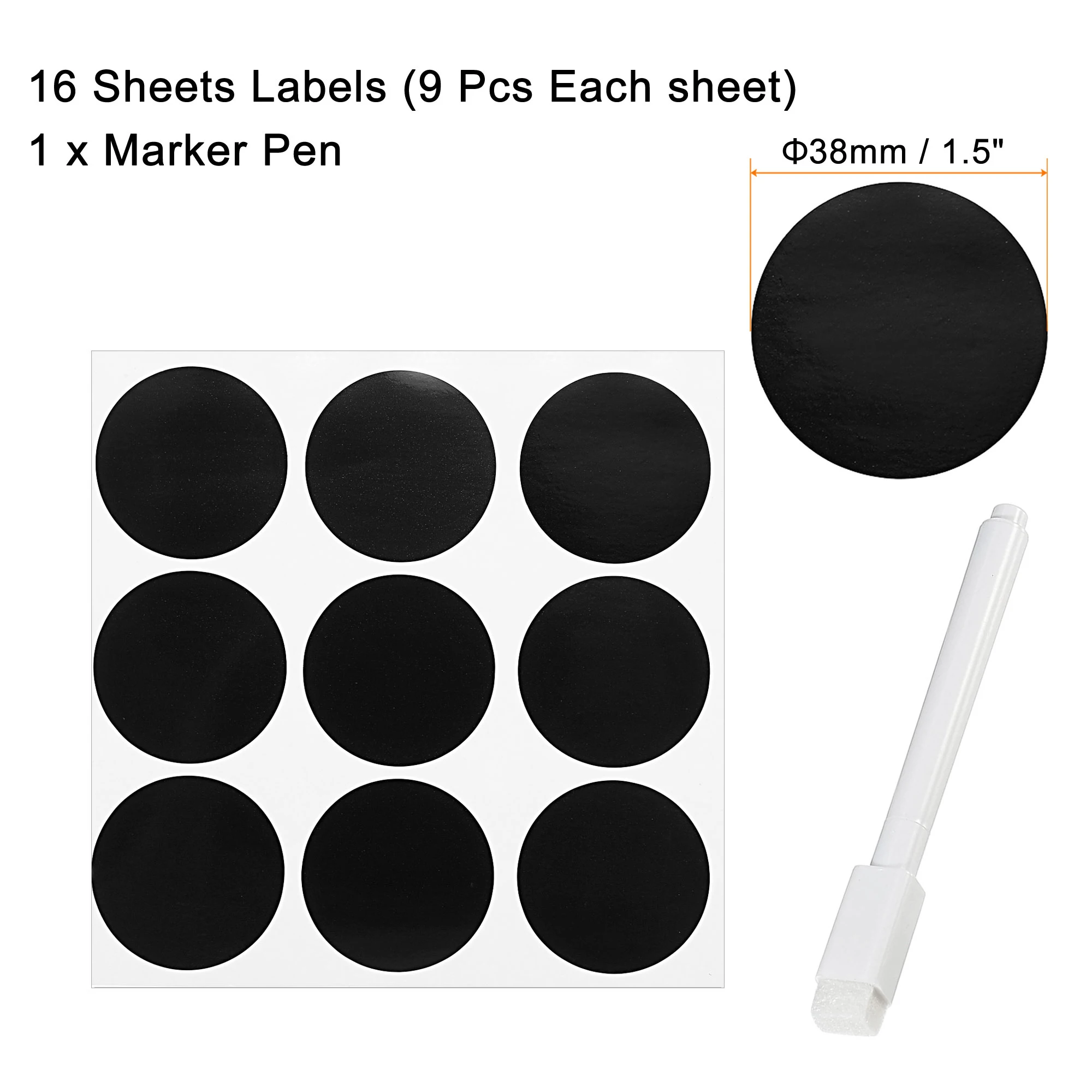72 144Pcs Round Black Blackboard Sticker Labels Chalkboard Kitchen Spice Label Stickers Home Bottles Tags Erasable Marker Pen label stickers