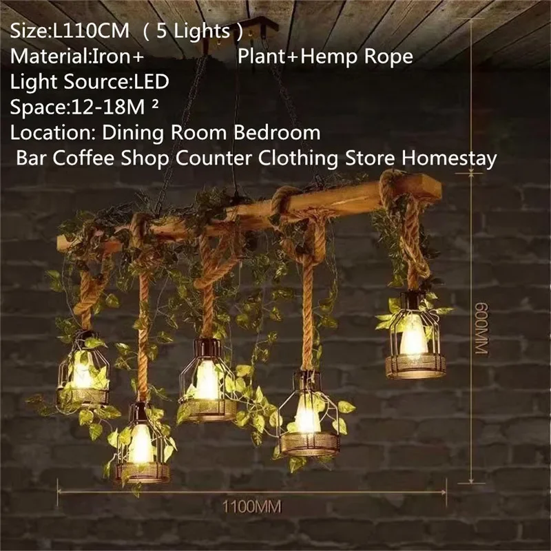 FAIRY American Country Pendant Lamp Retro Creativity Plant Music Restaurant Cashier Counter Bar Cafe Milk Tea Shop Chandelier 2