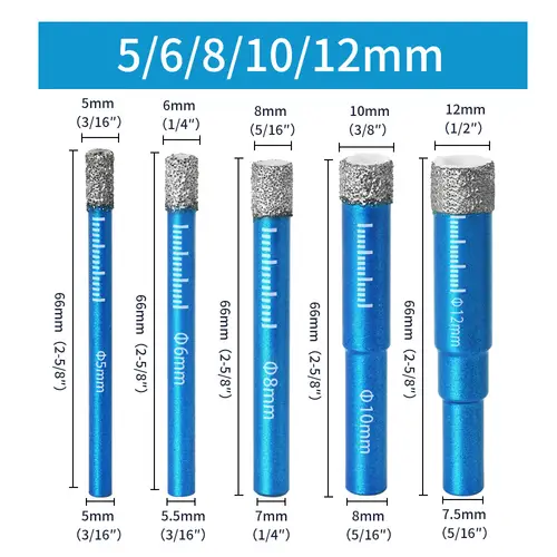 Diamond Brazed Dry Drilling Bit Porcelain Cup Saw Ceramic Marble Granite Tile Hole Opener Hole Saw Cutter 1Pc 5-16mm Round Shank - Image 16